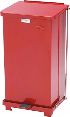 Rubbermaid Receptacle Defenders® Biohazard Steel Step Can, Red, 12 Gal, 23H x 12W x 12D