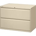 Hon® Brigade® 800 Series 2-Drawer Lateral File Cabinet, Putty, Letter/Legal (892LL)