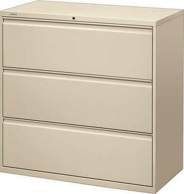 Hon® Brigade® 800 Series 3-Drawer Lateral File Cabinet, Putty, Legal (893LL)