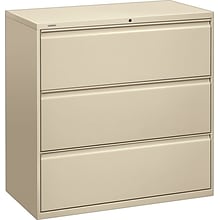 Hon® Brigade® 800 Series 3-Drawer Lateral File Cabinet, Putty, Legal (893LL)