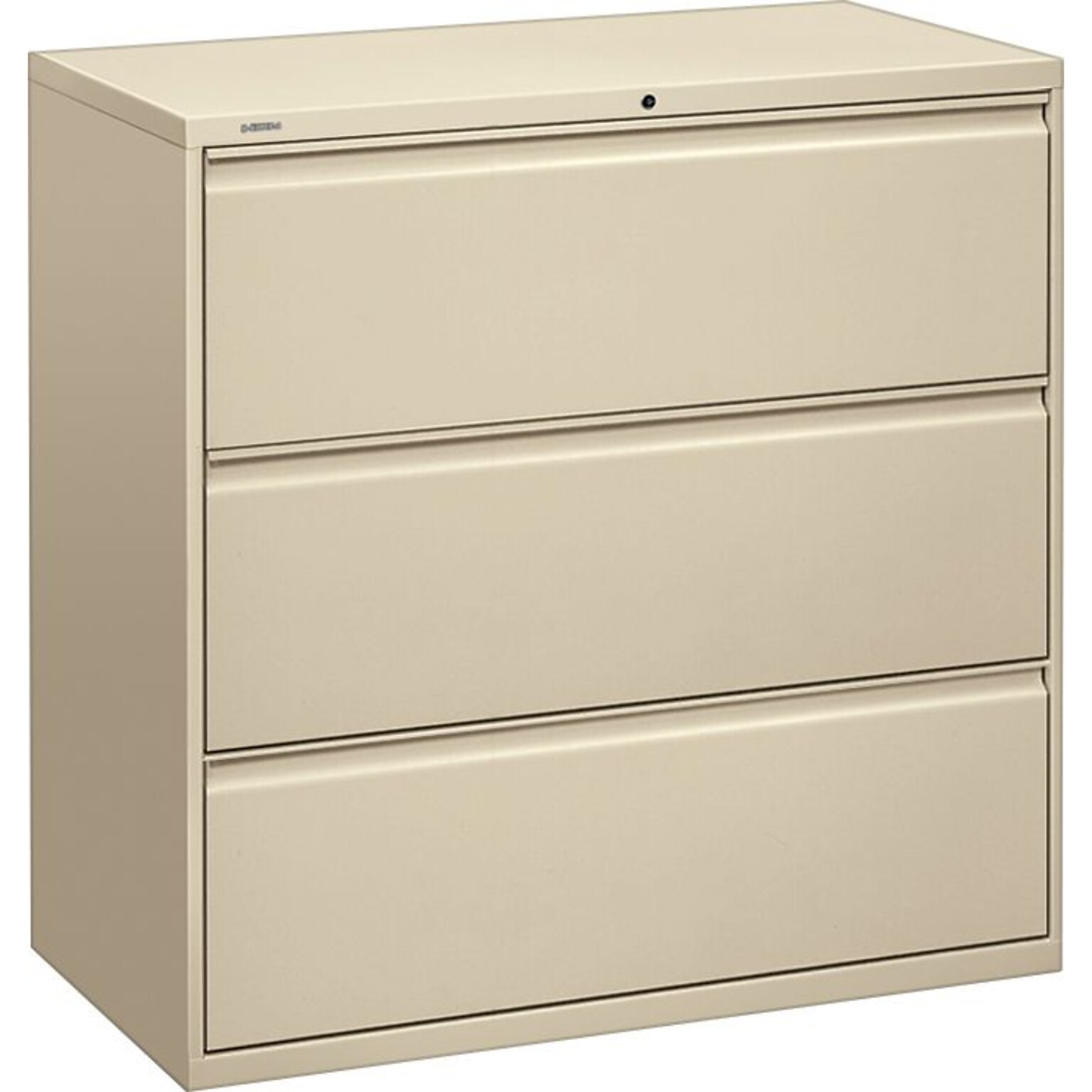 Hon® Brigade® 800 Series 3-Drawer Lateral File Cabinet, Putty, Legal (893LL)