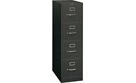 HON® 310 Series Letter Width Vertical File Cabinets, 4-Drawer, Black, 26.5