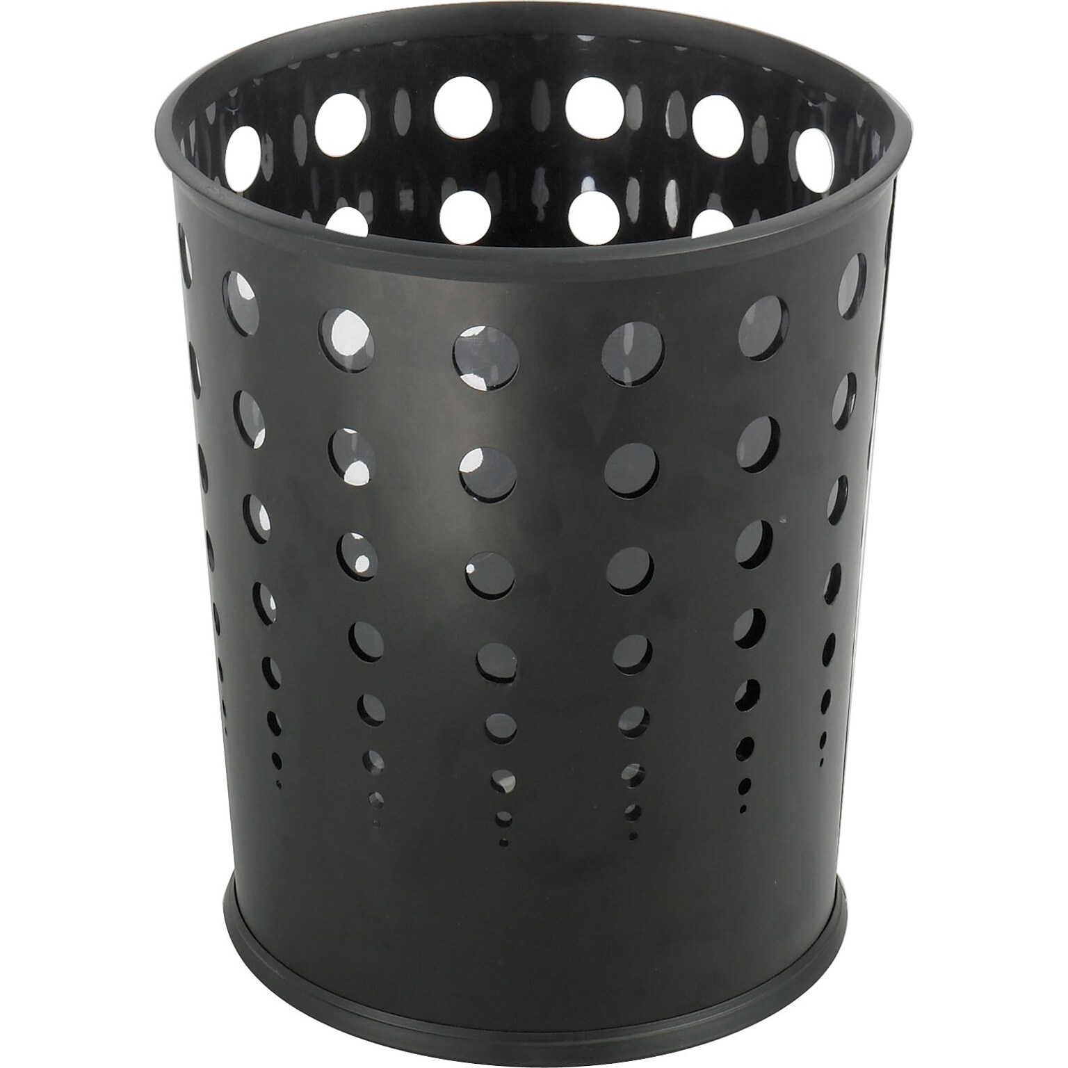 Safco Bubble Steel Trash Can with no Lid, 6 Gallon, Black Speckle (9740BL)