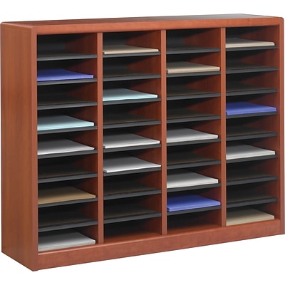 Safco E-Z Stor Wood Literature Organizer, 36-Compartment, Cherry (9321CY)