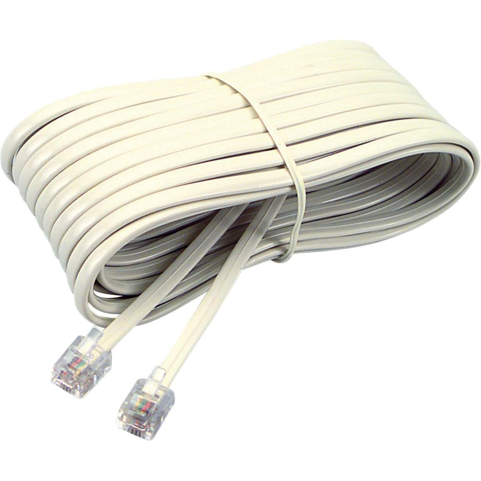 Softalk® Telephone Extensions Cord, Plug/Plug, Ivory, 25ft