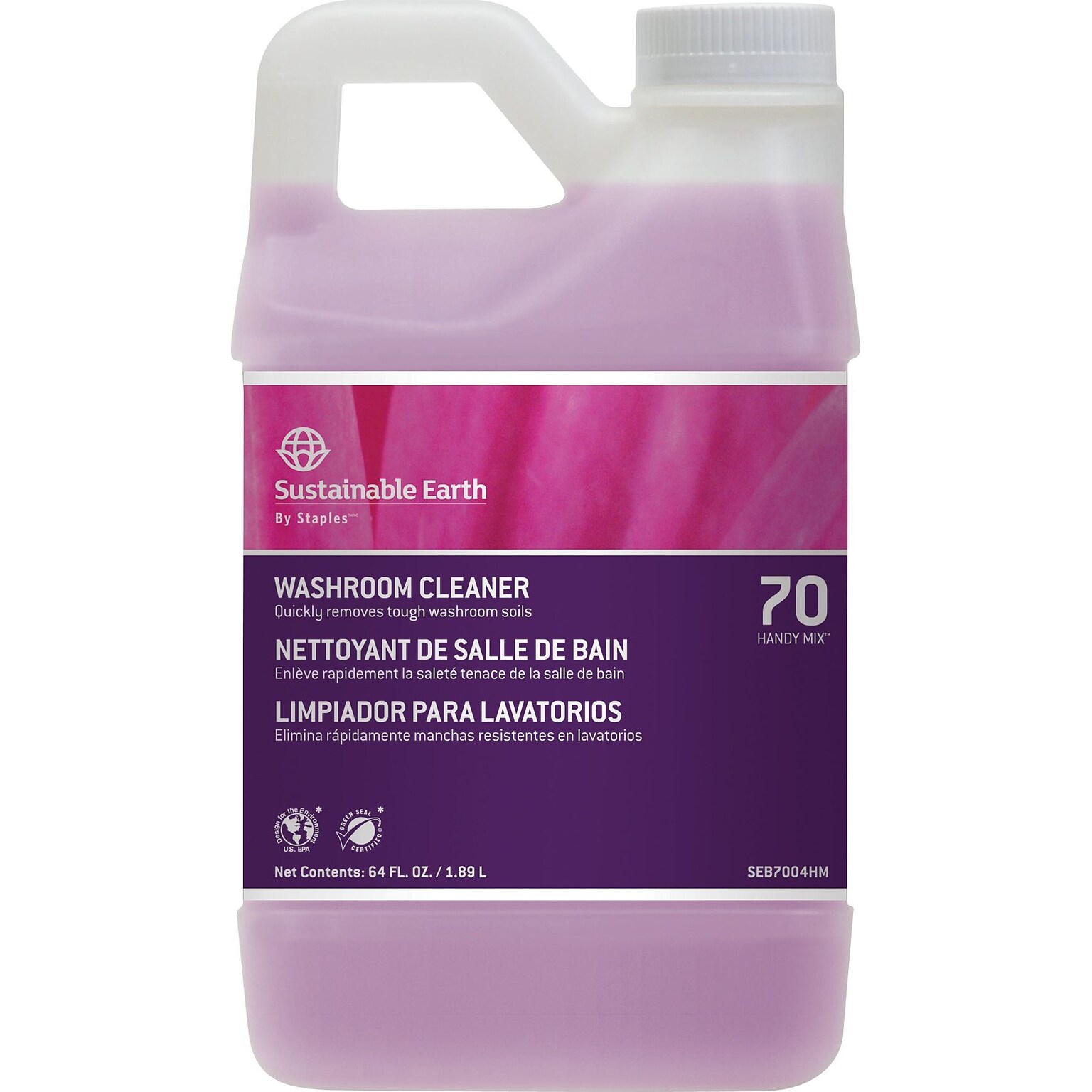 Sustainable Earth® by Staples® Handy Mix #70 Restroom Cleaner Washroom Cleaner, Handy Mix, 64 Oz.