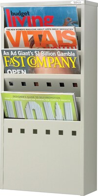 Safco® Steel Magazine Rack, 5-Pockets, Grey