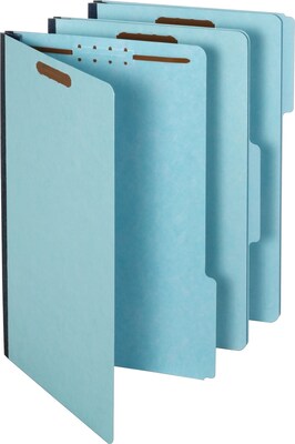 Globe-Weis Pressboard Expanding File Folder With Fasteners, Legal, 8 1/2 x 14 Sheet Size Blue, Recycled, 25/Box
