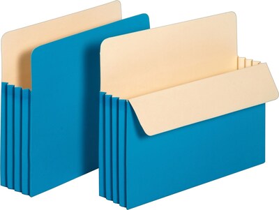 Pendaflex Reinforced File Pocket, 3 1/2" Expansion, Letter Size, Blue (1524EBLU)