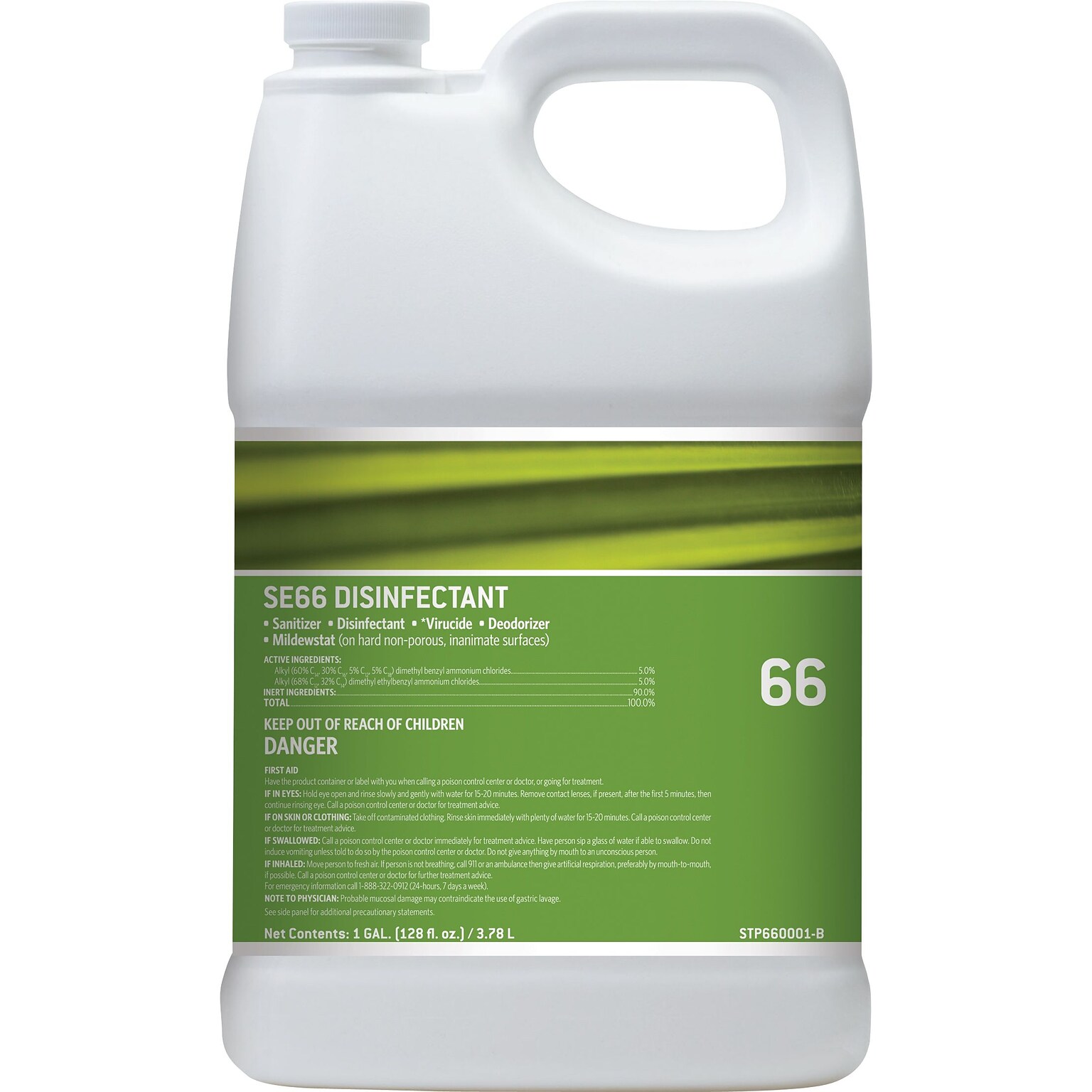 Staples® #66 Disinfectant and Sanitizer Cleaner, Unscented, 1 Gallon, 4/Ct (STP660001-CCT)