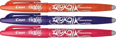 Pilot FriXion Ball Erasable Gel Pens, Fine Point, Purple/Pink/Orange, 3/Pack (31565)