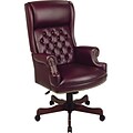 Office Star High-Back Faux Leather Executive Chair; Fixed Arms, Burgundy