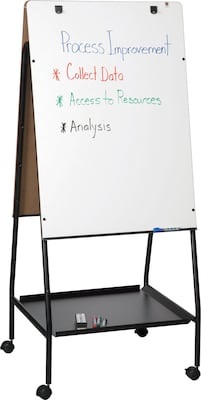 Wheasel Easel Adjustable Melamine Dry-Erase Board, 65H x 28-3/4W x 27"D, White