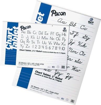 Pacon Chart Tablets 32H x 24W, 1 Ruled, White, 70 Sheets/Pack