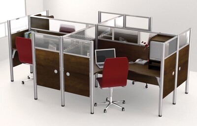 Bestar® Pro Biz Collection 146 Quad L-Shaped Workstation, Chocolate (100859D-69)