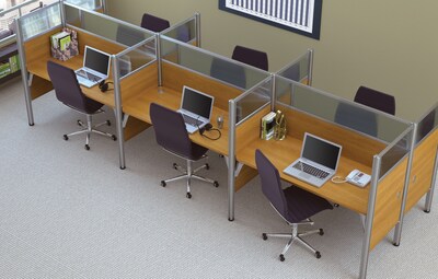 Bestar® Pro Biz Collections in Cappuccino Cherry, 6-Station Workstation
