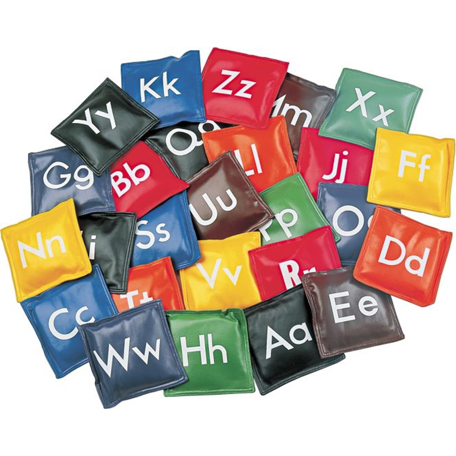Champions Vinyl-Covered Alphabet Bean Bag Set, 5 Bags, 8 Assorted Colors, 26/St