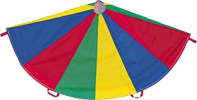 Champions Nylon Parachute with 12 Handles, Multicolored, 12 Diameter