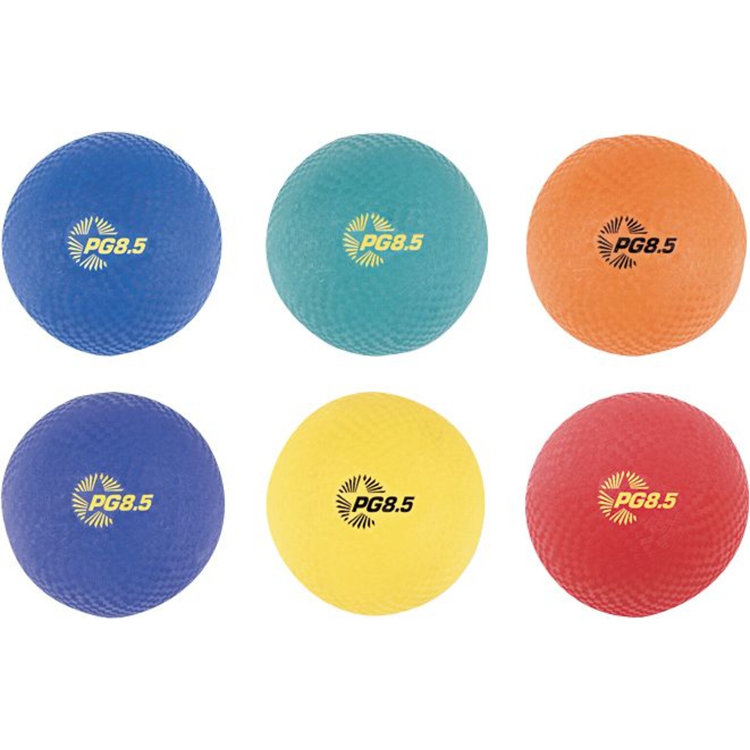 Champions 2-Ply Nylon-Wound Playground Ball Set, Assorted Colors, 8 1/2 Diameter, 6 Balls/Set