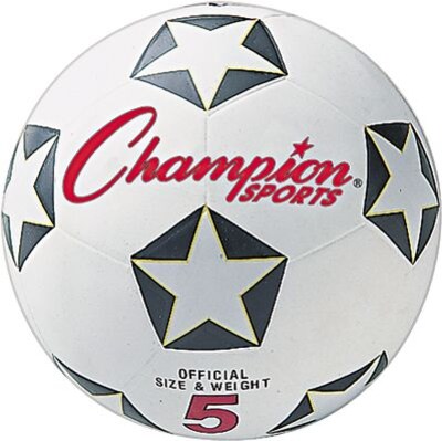 Champions Water-Resistant Rubber-Covered Sports Ball, White/Black, Size 4 Soccer Ball