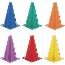 Indoor/Outdoor Flexible Vinyl Cone Set, 9, 6 Assorted Color Cones per Set