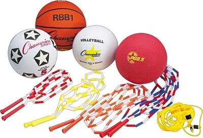 Physical Education Kit, 7 Assorted Balls & 14 Assorted Size Jump Ropes/Kit (CHUUPGSET2)