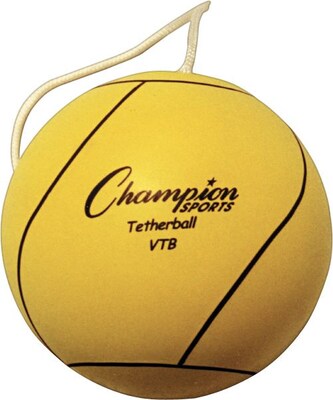 Rubber-Covered Tether Ball with Nylon Tether, Optic Yellow