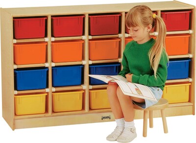 Jonti-Craft Single Tray 20-Cubbie Storage with Colored Trays, 29 1/2H x 48W x 15D