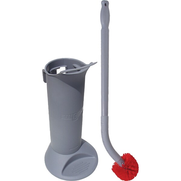 Unger Ergo Toilet Bowl Brush System with Holder, Gray, 26