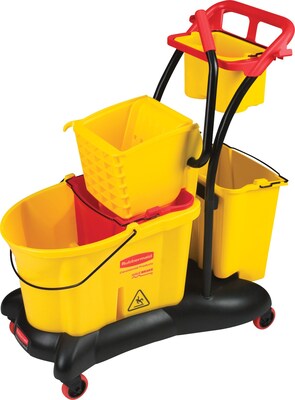 Rubbermaid WaveBreak® Mopping Trolley, Side-Press Wringer Mop Bucket (FG778000YEL)