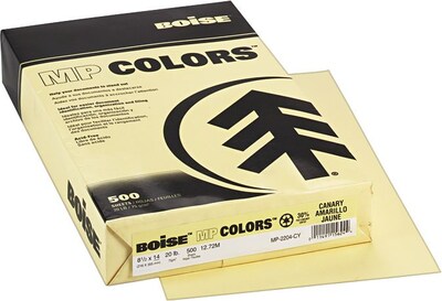 Boise FIREWORX Premium Multi-Use Colored Paper, 20 lbs.,  8.5 x 14, Crackling Canary, 500 Sheets/Ream (MP2204-CY)