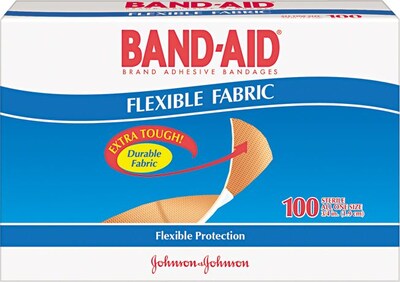 Band-Aid® 3/4 x 3 Flexible Fabric Premium Adhesive Bandage, 100/Pack