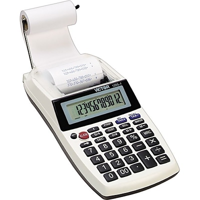 Victor 1205-4 12-Digit Handheld Calculator, White/Black
