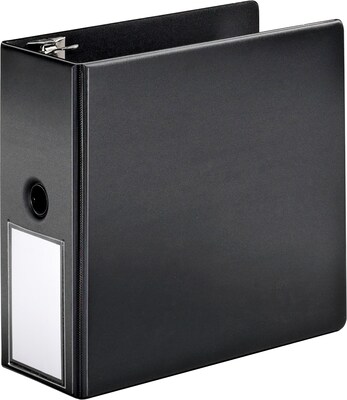 Cardinal® Super-Strength™ Slant-D® Locking 5 D-Ring Binder W/Label Holder, Non-View, Black, 3-Ring