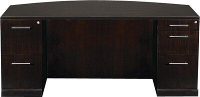 Safco Sorrento™ Series Double Pedestal Bow Front Desk w/Pencil/Box/File and File/File Pedestal, Espresso, 29.5H x 72W x 39D