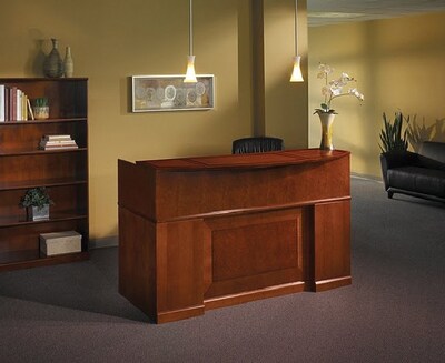 Safco Sorrento, Bourbon Cherry, Reception Station w/Veneer Transaction Counter