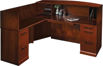 Safco Sorrento, Bourbon Cherry, Reception Station w/Left Return, Veneer Counter