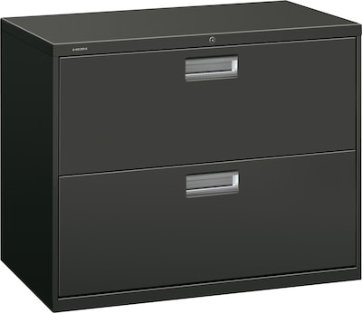 HON Brigade 600 Series Lateral File Cabinet, A4/Legal/Letter, 2-Drawer, Charcoal, 36"W