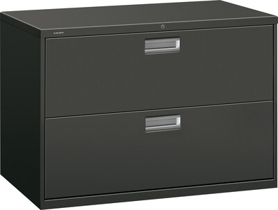 HON Brigade 600 Series Lateral File Cabinet, A4/Legal/Letter, 2-Drawer, Charcoal, 42W