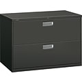 HON Brigade 600 Series Lateral File Cabinet, A4/Legal/Letter, 2-Drawer, Charcoal, 42W