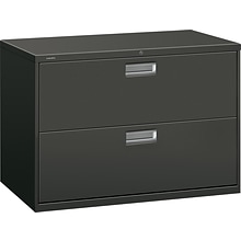 HON Brigade 600 Series Lateral File Cabinet, A4/Legal/Letter, 2-Drawer, Charcoal, 42W