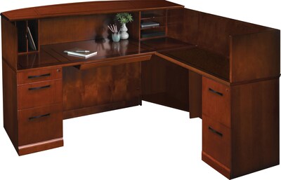 Safco Sorrento, Bourbon Cherry, Reception Station w/Right Return, Veneer Counter
