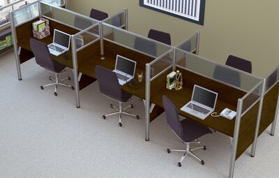 Bestar® Pro Biz Collection 182 6-Station Workstation, Chocolate (100873D-69)