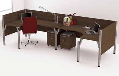 Bestar® Pro Biz Collections in Chocolate, Double Workstation, L-Desk