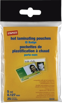 ID Tag Size Thermal Laminating Pouches, 5 mil, 25 pack