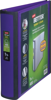 Staples® Better 1-1/2 3 Ring View Binder with D-Rings, Purple (19061)