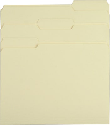 Staples® Recycled Reinforced File Folders, 1/3 Cut Tab, Letter Size, Manila, 50/Box (TR452830)