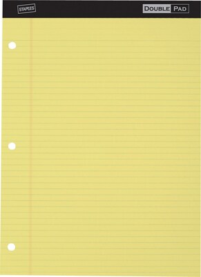 Staples® Notepad, 8.5" x 11.75", Narrow, Canary, 100 Sheets/Pad (13771/18578)