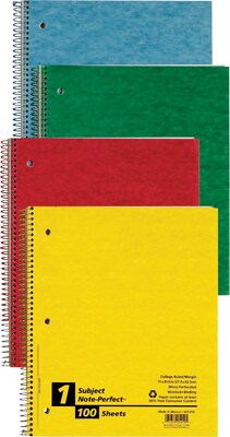Oxford Earthwise 1-Subject Notebooks, 9 x 11, College Ruled, 100 Sheets, Each (25-419R)