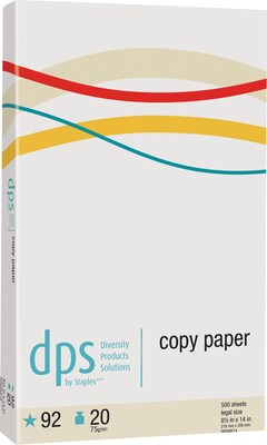 Diversity Product Solutions by Staples Multiuse Paper, 8.5" x 14", 20 lbs., White, 5000 Sheets/Case (DPS08514)